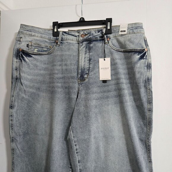 Judy Blue Mid Rise Tummy Control Raw Hem Crop Wide Leg Jean - Size 22W - Picture 5 of 14